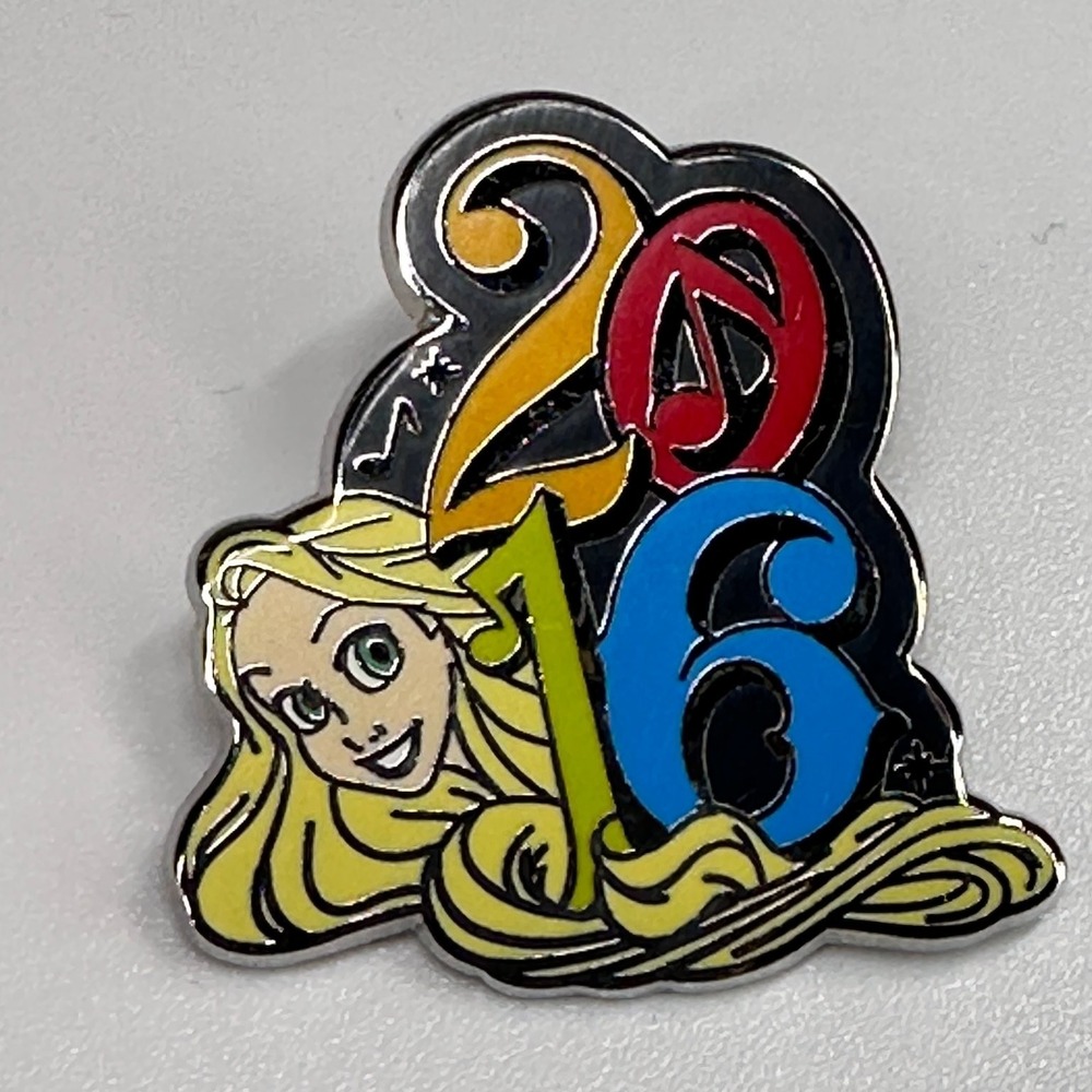 Tangled Rapunzel Disney Pin DATED YEAR PIN 2016 Disney Trading Long Blond  Hair